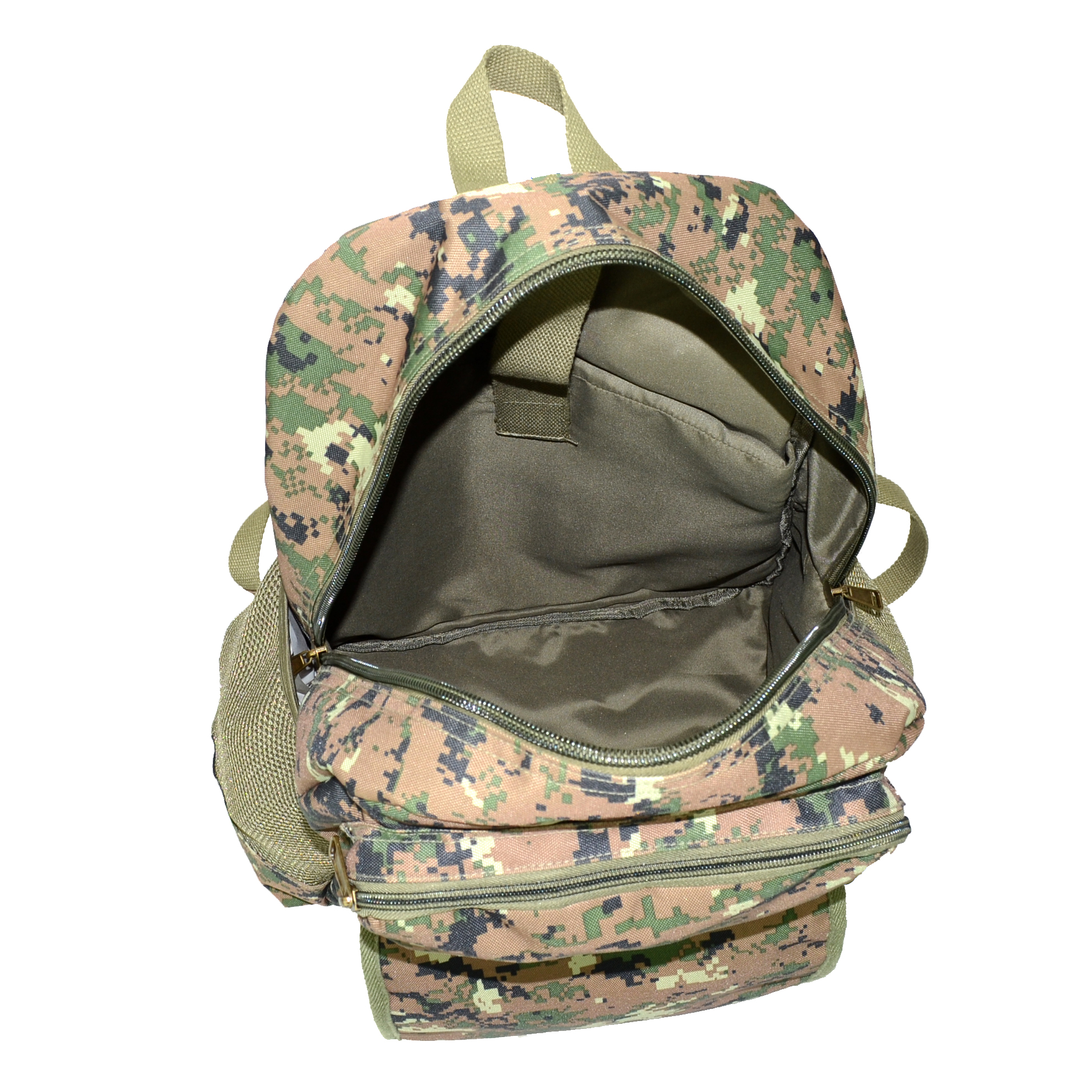 Montauk Leather Club Military Camouflage Woodland Print Water Resistant Backpack with 1Front Zipper Pocket and 1 Velcro Flap Zipper Pocket - image 3 of 4