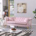 thumbnail image 2 of 87" Velvet Chesterfield Sofa,3 Seater Sofa with 2 Pillows,Button Tufted Upholstered Couch with Curved Arms,Accent Sofa with Padded Seater & Gold Metal Legs,for Living Room Bedroom Office, 2 of 7