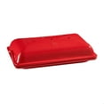 thumbnail image 3 of Emile Henri Ceramic Baguette Bread 3 Loaf Oven Baking Pan with Lid, Burgundy, 3 of 7