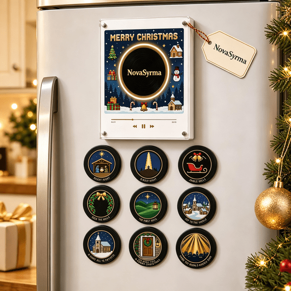 Music Video Led Light Christmas Fridge Magnet Music Player, 28MB Programmable Christmas Vinyl ...