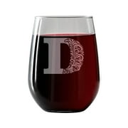 Gifts Under 15 Monogram D | Stemless Wine Glass 17oz | Free wine/food pairing card