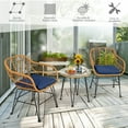 thumbnail image 5 of Costway 3PCS Patio Rattan Bistro Furniture Set Cushioned Chair Table Navy, 5 of 12