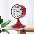 thumbnail image 2 of Reloj despertador vintage silencioso de metal rojo con soporte desmontable, reloj despertador matutino analógico rojo retro, reloj de mesita de noche antiguo sin tictac para dormitorio de oficina, 2 of 5