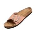 thumbnail image 3 of LTTVQM Womens Flat Sandals Arch Support Platform Open-Toe Slip-On Cork Footbed Slide Sandals Casual Lounge Adjustable Buckle Footwear for Beach Pink 42(US-9), 3 of 5