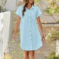 Dresses for Women 2025 Casual Spring Cotton Dress Loose V Neck Mini
