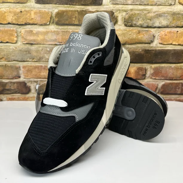 New Balance 998 NB Made In USA Mens Size 10.5 Black Silver Sneakers U998BL