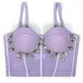 thumbnail image 4 of Women's Rhinestone Tassel Corset Top, Spaghetti Straps Sexy Underwire Bustier Halloween Camisoles Tops, 4 of 7