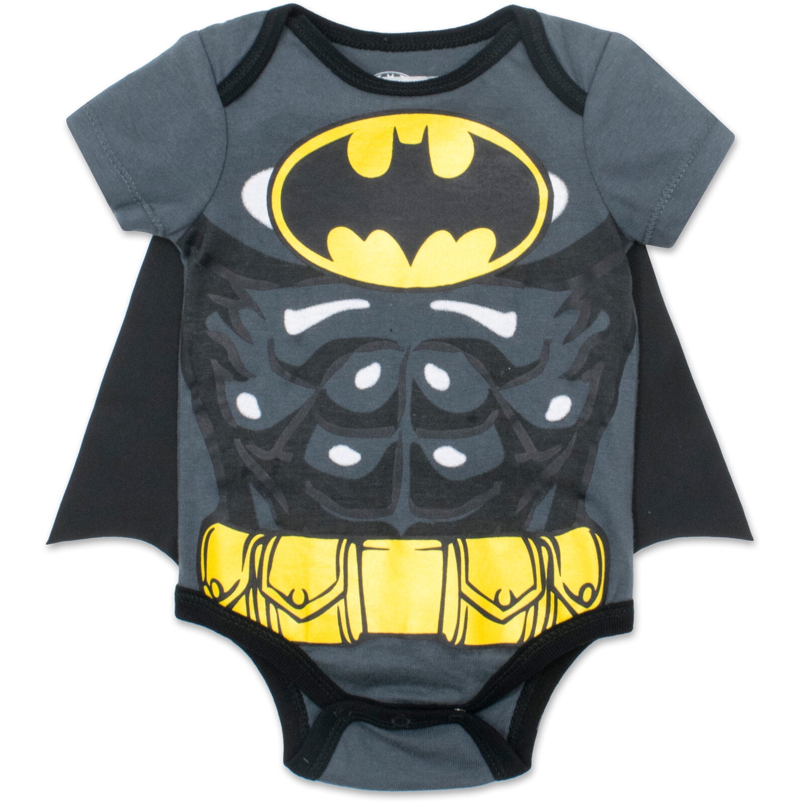 DC Comics Justice League Baby Boys' Cosplay 2-Piece Bodysuit and Cape Set Batman Charcoal Grey