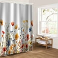 thumbnail image 5 of Yellow Red Blue Spring Floral Bathroom Curtain 78 Inch Shower Curtain with Hooks, Summer Botanical Flowers Waterproof Polyester Bath Curtain Washable Bathtub Curtain 36''x 78'', 5 of 6