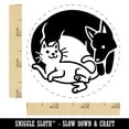 thumbnail image 2 of Dog and Cat Chasing in a Circle Self-Inking Rubber Stamp Ink Stamper - Pink Ink - Small 3/4 Inch, 2 of 7