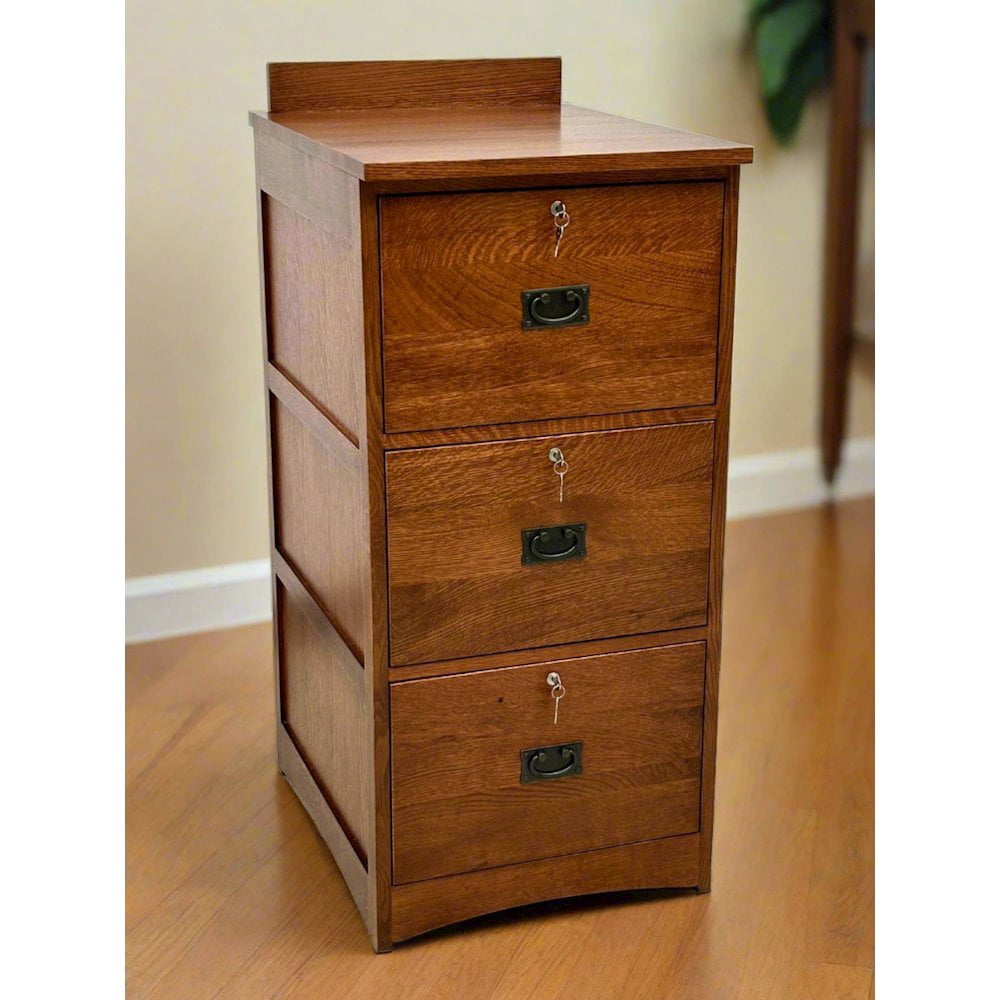 Crafters and Weavers Mission Solid Oak 3 Drawer File Cabinet - Michael's Cherry