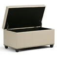 thumbnail image 5 of Amelia 33 inch Wide Transitional Storage Ottoman Bench in Satin Cream Vegan Leather, 5 of 11