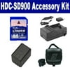 Panasonic HDC-SD900 Camcorder Accessory Kit includes: SDC-27 Case, SDVWVBN260 Battery, SDM-1551 Charger, KSD4GB Memory Card