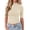 Apricot, variant on Zeagoo Basic Tops for Women Short Sleeve Stretch Tshirt Mock Neck Slim Fitted Shirts
