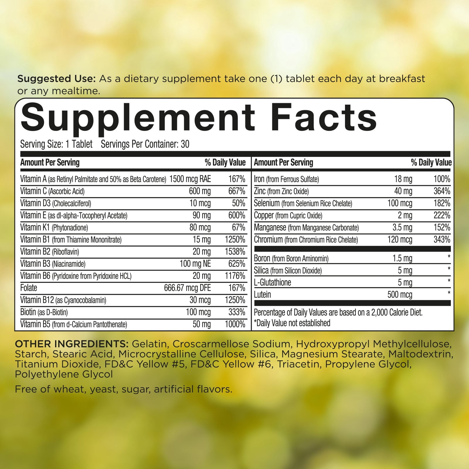PowerAll Multivitamin - Lutein, Vitamin K & Iron for Vision, Immunity & Bone Health 90 Count