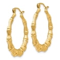 thumbnail image 2 of Real 14kt Yellow Gold Polished Bamboo Hoop Earrings; for Adults and Teens; for Women and Men, 2 of 4