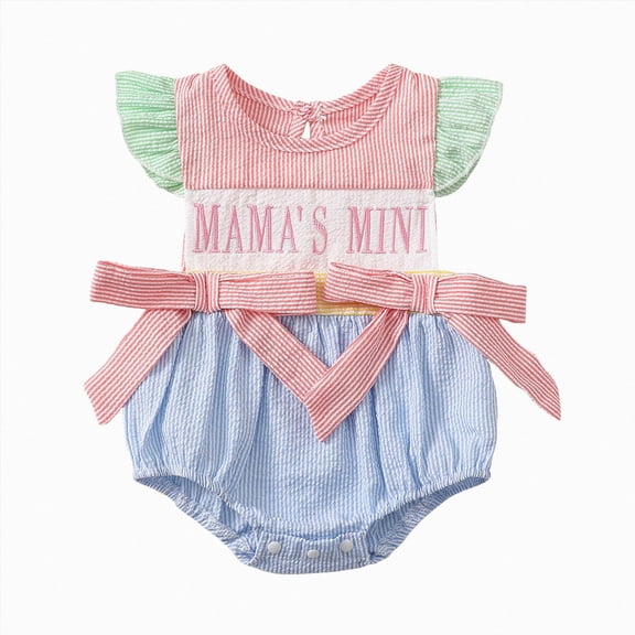 Baby Onesies Girl Baby Girl Outfit Infant dady's girl mama's min Plaid Smocked Romper Newborn Bodysuit Cute Clothes