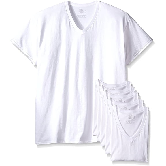 Fruit of the Loom Men's Stay Tucked V-Neck T-Shirt, 6 Pack