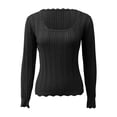 thumbnail image 4 of TYGHBN Women's Long Sleeve Square Neck T Shirt Autumn Casual Basic Slim Fit Knit Sweater Tops Women's Shirt Athletic V Neck Shirts Women T Shirts Women Set Women Medium Shirts Summer Casual Tops for, 4 of 4