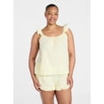 thumbnail image 2 of Joyspun Women's Seersucker Sleep Cami and Shorts Set with Ruffle, 2-Piece, Sizes XS-3X, 2 of 6
