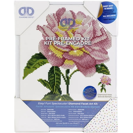 UPC: 4895225916849 | Diamond Dotz Pre-Framed Diamond Art Kit 11 X14 -Pink Rose