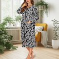 thumbnail image 5 of Yuyamidu Gray Leopard Print Women's Bathrobe Zipper Front Bath Robes Sexy Long Sleeve Robe Size M Skin-Friendly Crewneck House Coat for Women Mid-Length Dressing Gown, 5 of 7