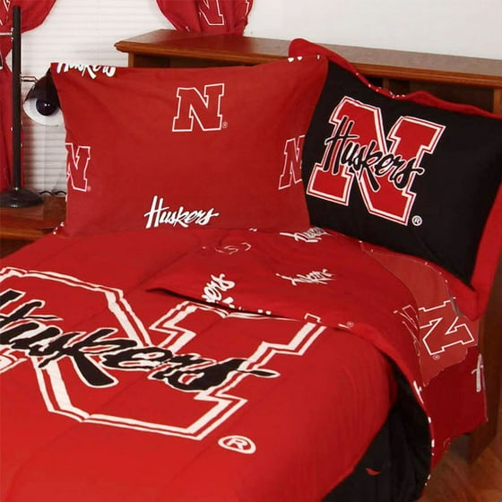 Ncaa Nebraska Huskers Bedding Set Red Cotton Collegiate Comforter Departments