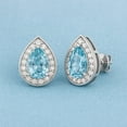 thumbnail image 3 of 7x5mm Pear Shape Blue Topaz 925 Silver Solitaire Classic Valentines Day Gifts Women Stud Earring, 3 of 7