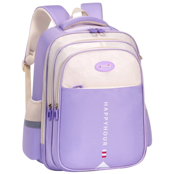 Lvelia School Bag Backpacks for Girls,Lightweight School Bag for Kids Teens,Waterproof Student Shoulder Bookbag for Elementary Middle School,Purple