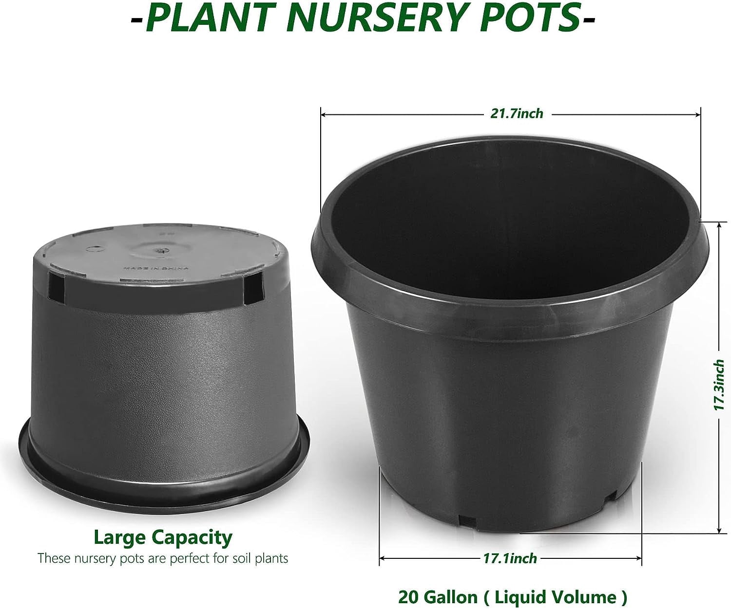 HOSTIC 5PCS 20gal Plastic Nursery Plant Container Garden Planter Pot Molding Basins