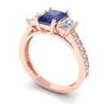 thumbnail image 2 of Three-Stone Engagement Ring for Women - 1.88ct Simulated Tanzanite in 14K Rose Gold Promise Ring, 2 of 6