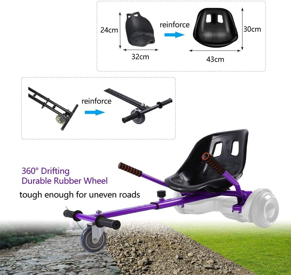 QIZHI Hoverboards Seat Attachment Go Karts Carts,Transform Your Hoverboard into Go-Kart,Compatible with 6.5 8 10 for All Ages Retractable Skeleton