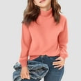 thumbnail image 2 of Povozer Girls Sweaters Kids Casual Bell Sleeve Knit Pullover Jumper Tops(Orange,5-6Y), 2 of 4