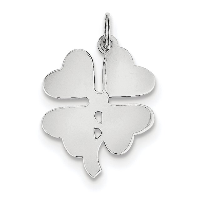 Sterling Silver Rhodium-plated 4-leaf Clover Polished Disc Charm QC231 (27mm x 18mm)