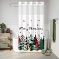 thumbnail image 6 of No Hook Shower Curtain with Built-in Rings - Red Green Plaid Christmas Tree Washable Waterproof Fabric Bathroom Curtains for Hotel,Rentals, Stall 36 X 78 Inch , White Winter, 6 of 9