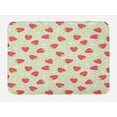 thumbnail image 1 of Fruits Bath Mat, Spring Daisy Blooms Fresh Strawberry Polka Dots Cheerful Life Cartoon Art, Plush Bathroom Decor Mat with Non Slip Backing, 29.5" X 17.5", Pale Green Red, by Ambesonne, 1 of 2
