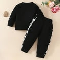 thumbnail image 5 of Caqnni Toddler Baby Girl Clothes Girls Long Sleeve Letter Sweatshirt Sweatshirt Pullover Pants Set Fall Winter Outfit for Girls 6 9 12 18 24 Monthsï¼9-12 Monthsï¼Black, 5 of 8