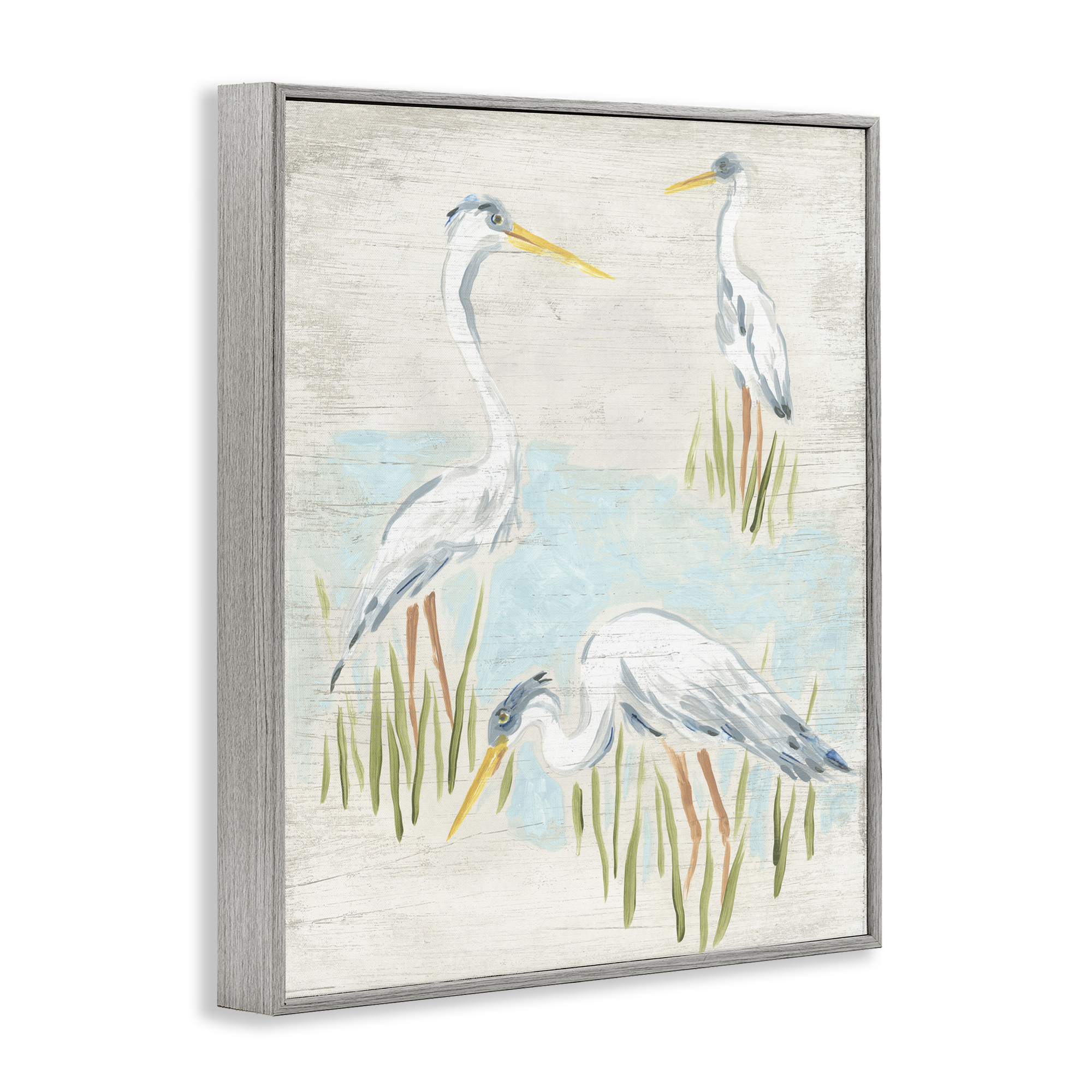 Stupell Industries Nautical Heron Trio Animals & Insects Painting Gray Framed Art Print Wall Art, 16 x 20