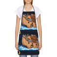 thumbnail image 2 of Naloa 1Pack Adjustable Bib Apron Waterdrop Resistant Cooking Kitchen Aprons for Women Men Chef, Ocean Scene with Noah's Ark Print, 2 of 5