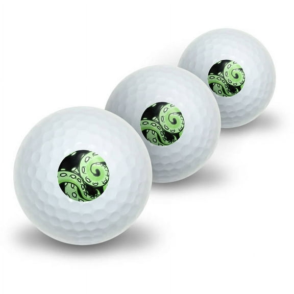 Green Tentacles Squid Octopus Sea Monster Novelty Golf Balls, 3pk