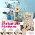 thumbnail image 2 of Holloyiver 10 Pieces Easter Wooden Embellishments, Unfinished Wood Egg Hanging Ornaments with Twines for Easter Party Decorations Supplies, 2 of 6