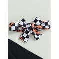 thumbnail image 6 of Wassery Baby Girl Fall Outfits 3 6 12 18 24 Months Infant Girls 3Pcs Halloween Clothes Set Long Sleeve Rompers Pumpkin Checkerboard Print Flare Pant Headband 0-24M, 6 of 9