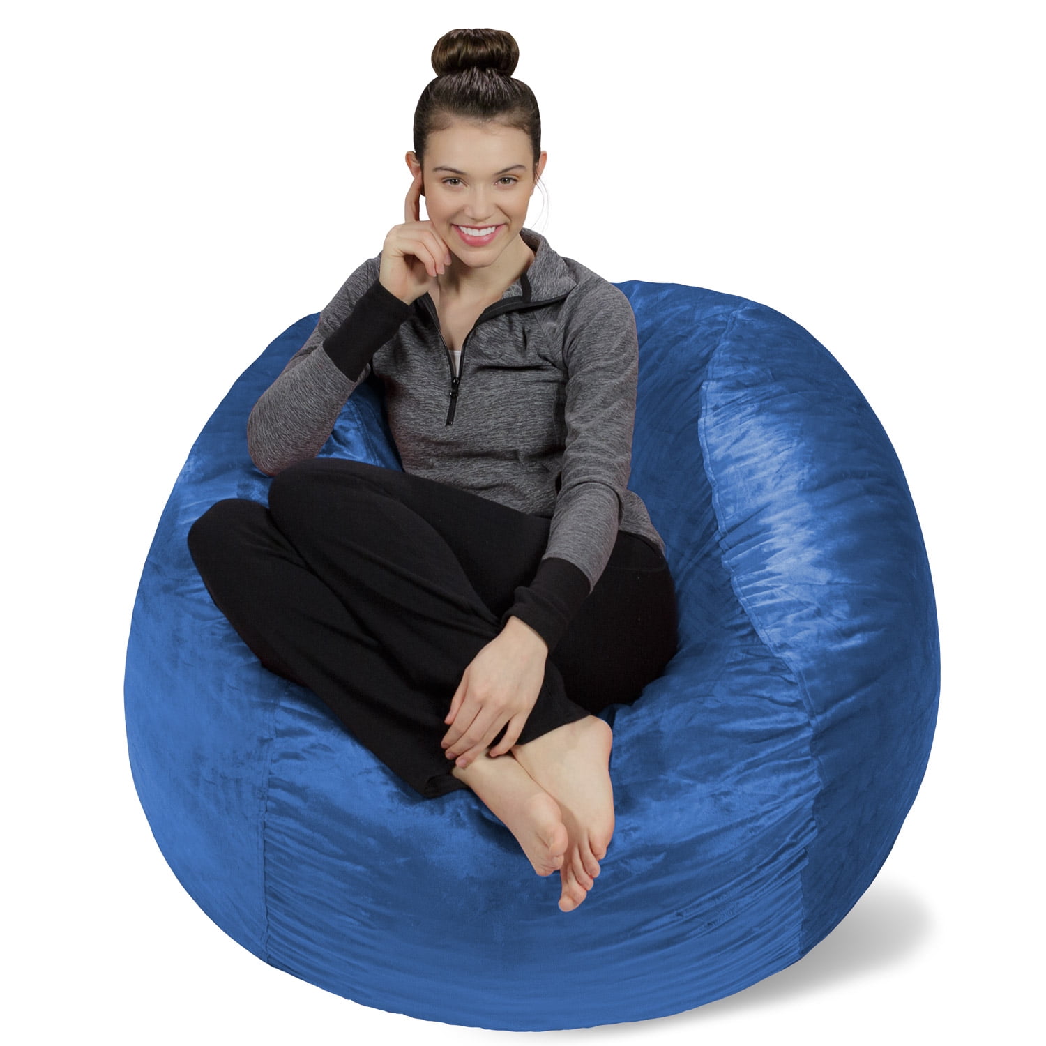 Sofa Sack Bean Bag Chair, Memory Foam Lounger with Microsuede Cover, Kids, Adults, 4 ft, Royal Blue