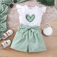 thumbnail image 5 of TOWED22 Baby Girls Cute Summer Clothes Ruffle Sleeve Tee Soft Breathable Shorts Toddler 2Pcs Set Green,10-11 Y, 5 of 5