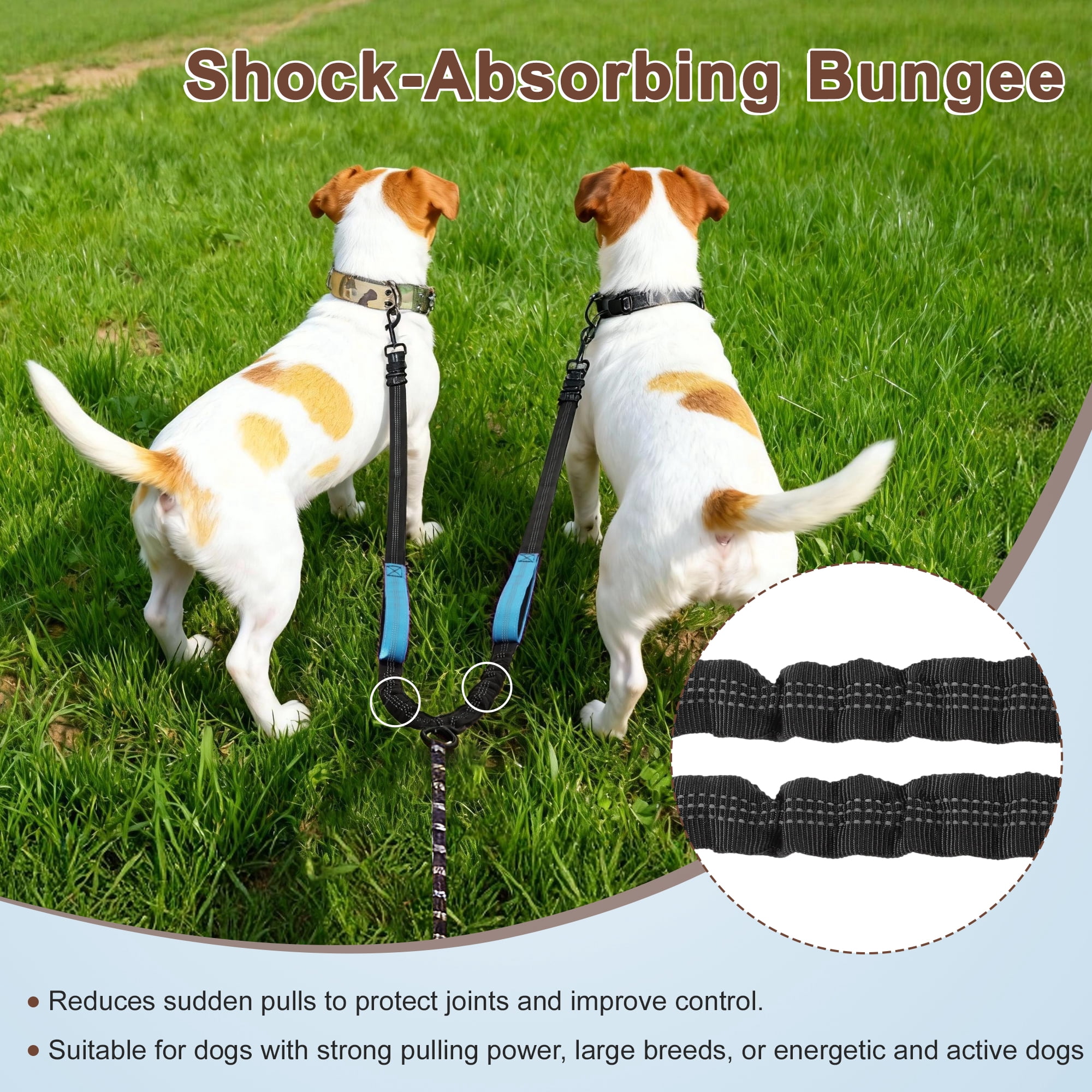 Unique Bargains Adjustable Dog Leash No Tangle Dual Leash for Two Dogs Sky Blue