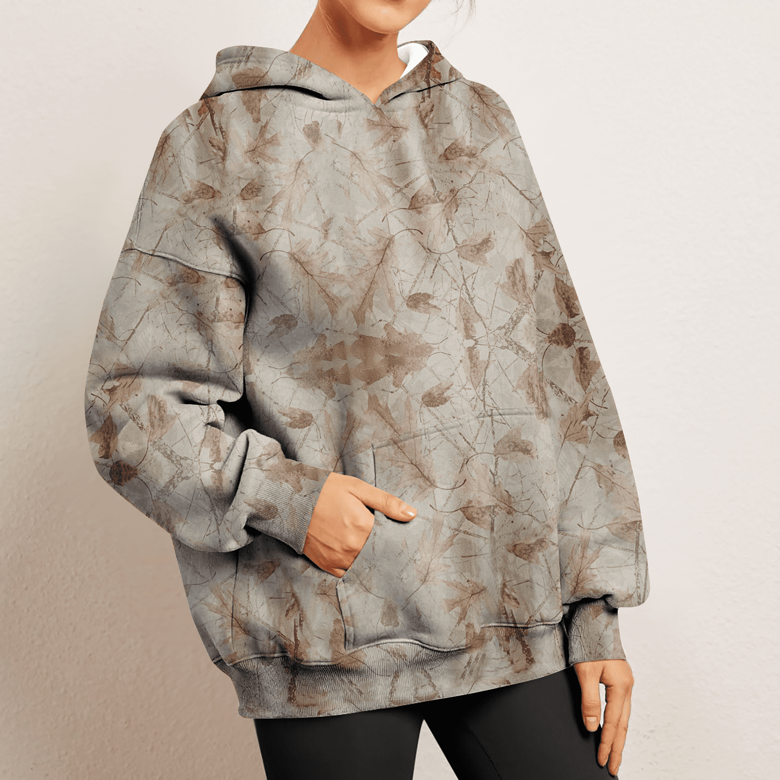 JULMCOMO Teen Girls Camo Hoodies Oversized Maple Leaf Print