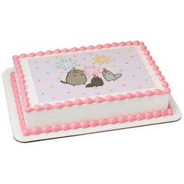Pusheen Celebrate 1/4 Sheet Edible Cake Topper