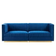 thumbnail image 3 of Modway Sanguine Channel Tufted Performance Velvet Modular Sectional Sofa Loveseat in Navy, 3 of 10