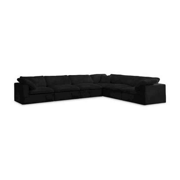 Meridian Furniture Cozy Black Velvet Modular Sectional