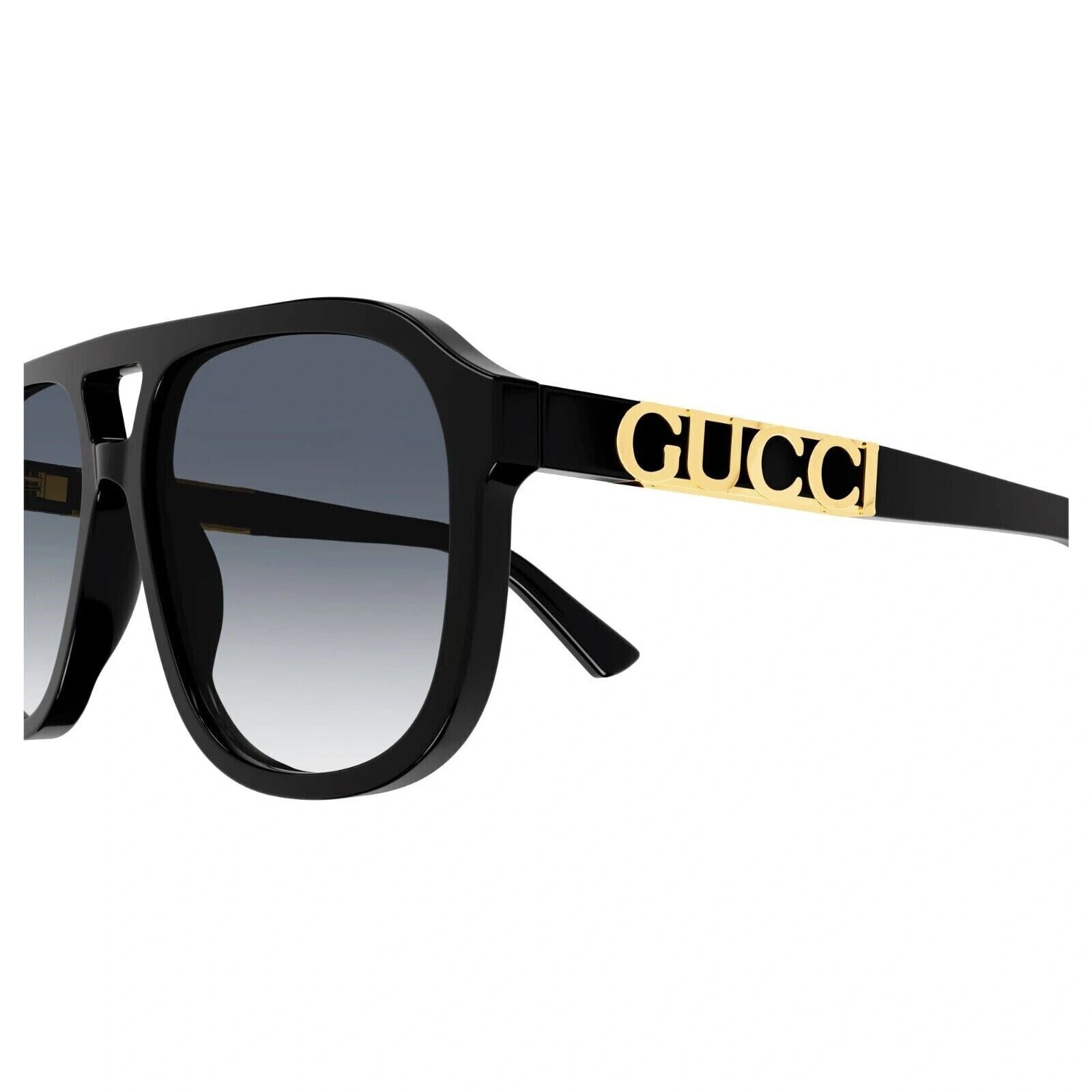Gucci GG 1188S 002 Black Gold Grey Lens Oversized Sunglasses 57mm